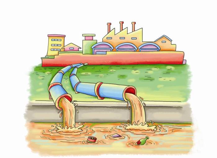 垃圾污染水源卡通图片